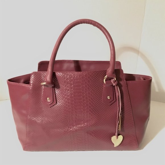 Cuore & Pelle Leather Snakeskin Musette Bag Handbag Carryall Tote - Picture 7 of 8